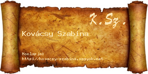 Kovácsy Szabina névjegykártya